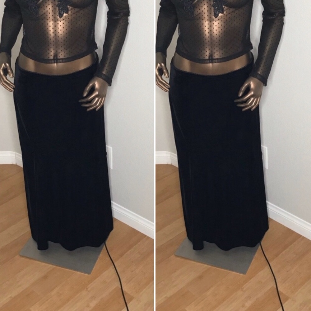 Soft Black velvet maxi skirt